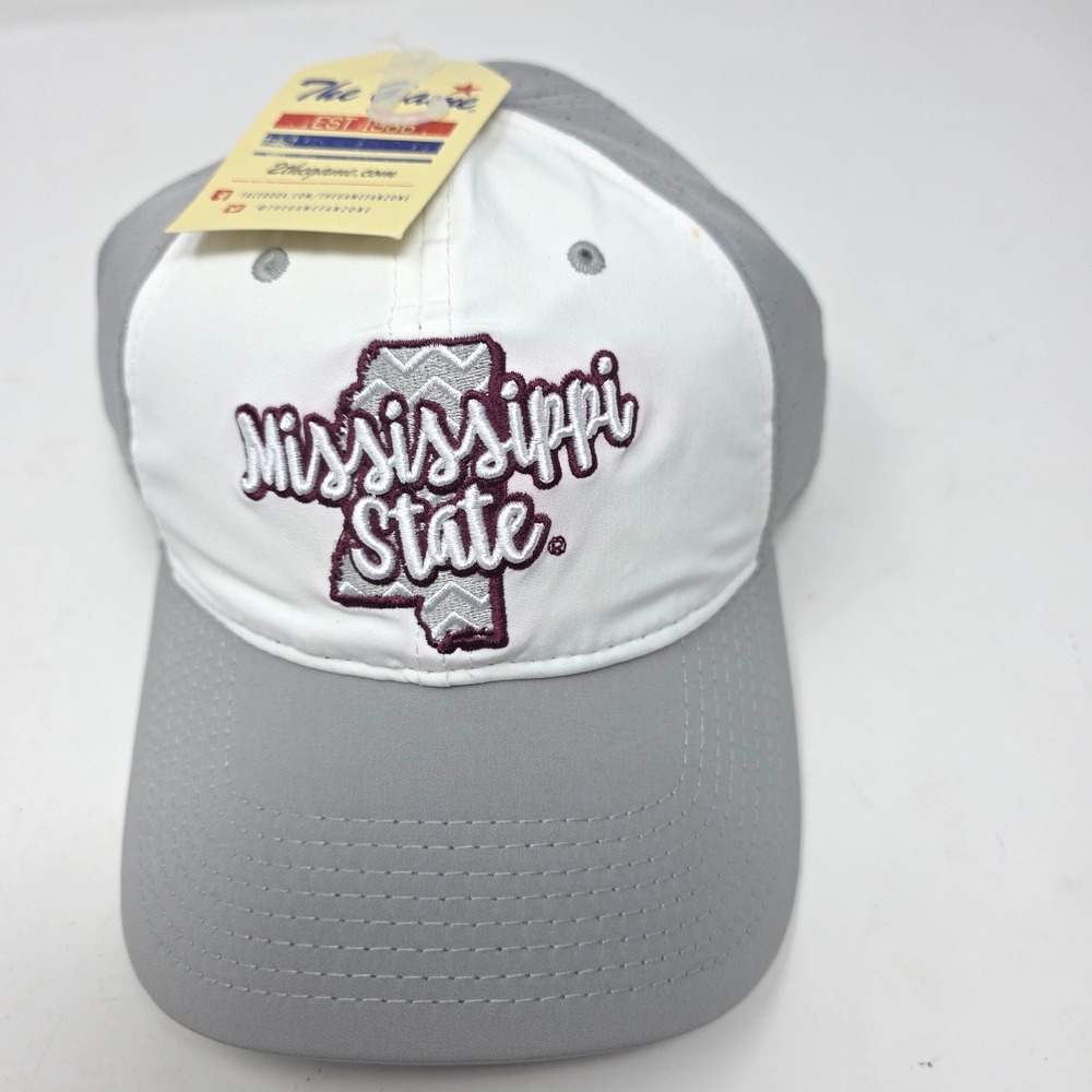 The Game Baseball Cap Mens OS Gray White Two-Tone Mississippi State Embroidered